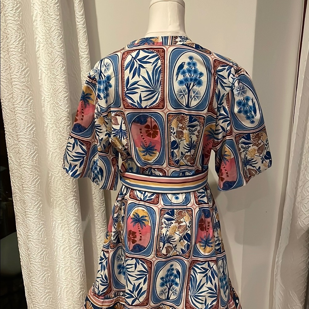 NWT JOIE Cotton Floral Patterned Dress with Belt 10 POCKETS! Farm Rio Look - Picture 9 of 11